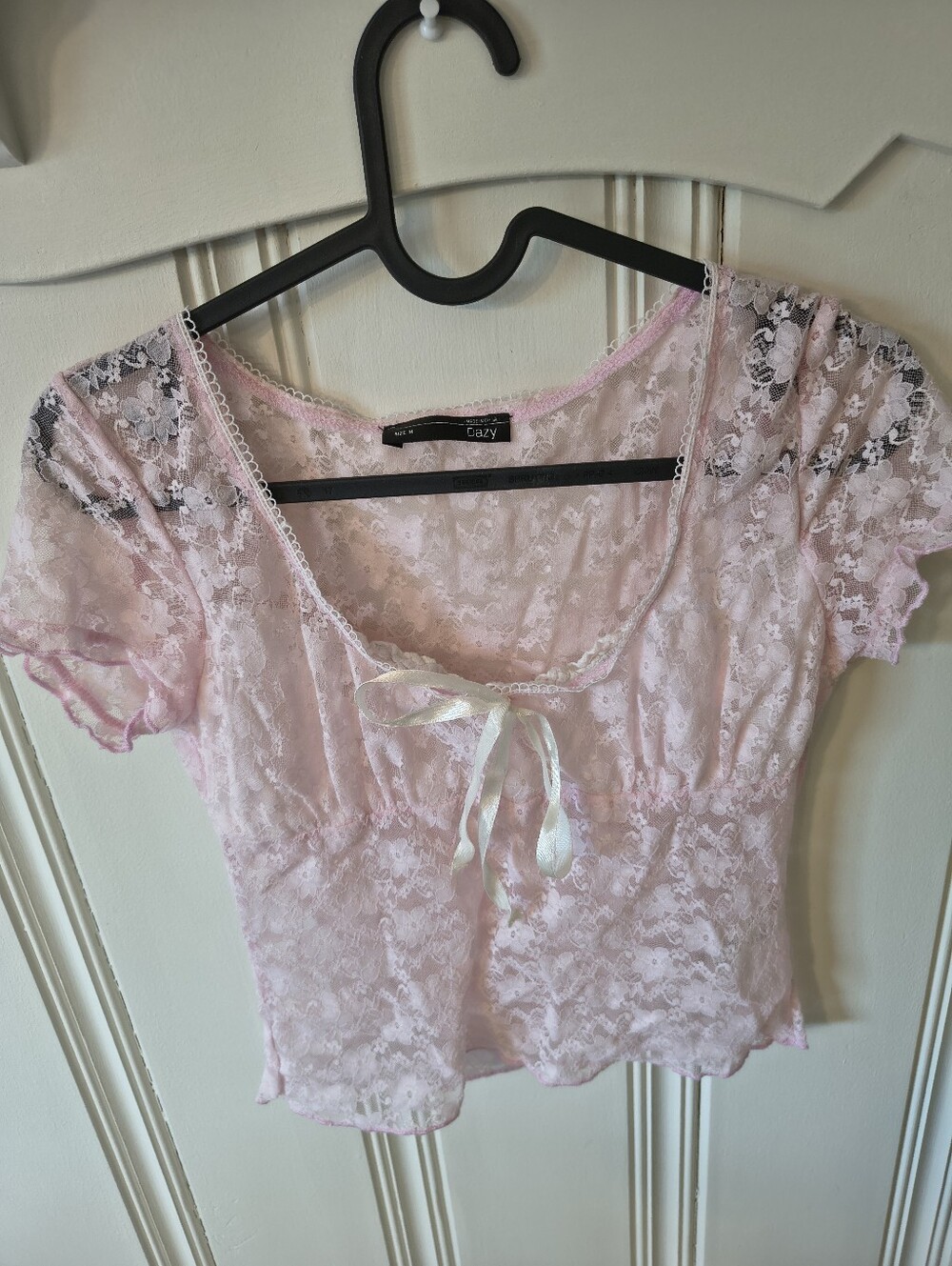 Dazy Pink Lace Short Sleeve Top Size M